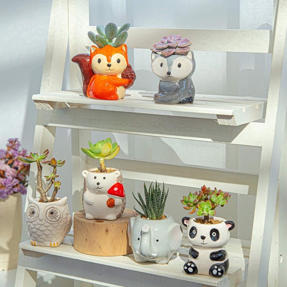 Urban Outfitters Other - Animal Boho flower Ceramic Succulent Pots Set of 6